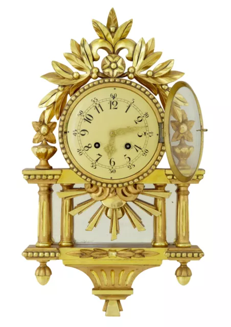 20Th Century Swedish Gilt Carved Wood Wall Clock