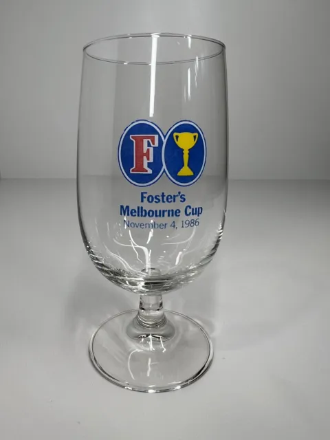 Vintage Fosters Beer glass middy 1986 Melbourne Cup collectable man cave