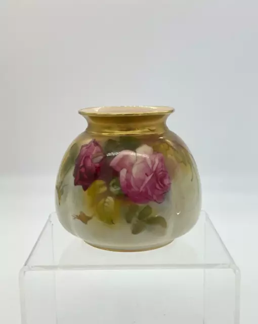 Antique Royal Worcester Floral Vase, Hand Painted By Ethel Spilsbury c1920s