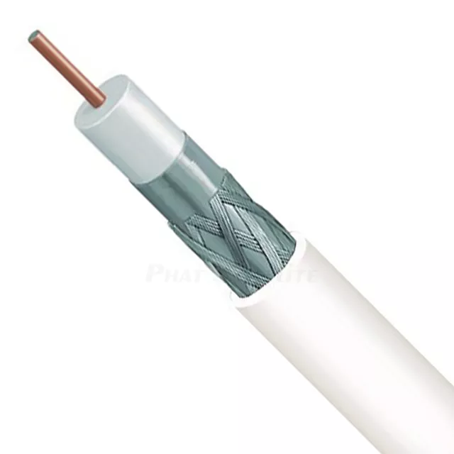 WHITE SOLID CONDUCTOR COAX RG6 18AWG 75 OHM BULK COAXIAL CABLES 200ft - 1000ft