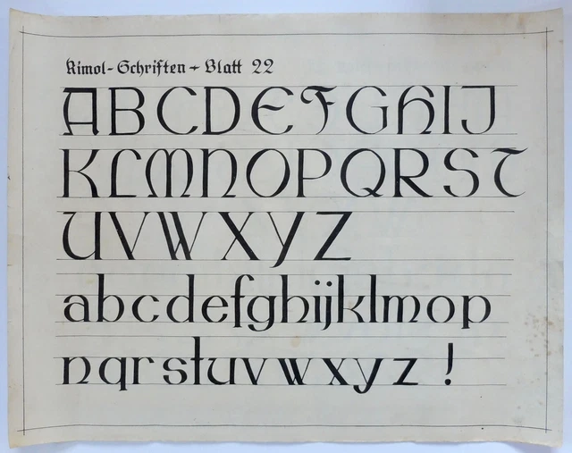 Um 1920 Antike Schultafel Plakat Lehrer Rimol Schriften Blatt 22 Ca. 46 X 59 Cm
