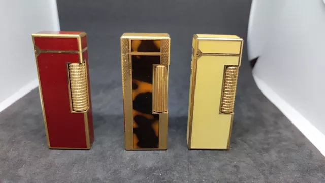 Lot of 3 Dunhill Rolla gas Lighter all movable product with box Vol.74 2