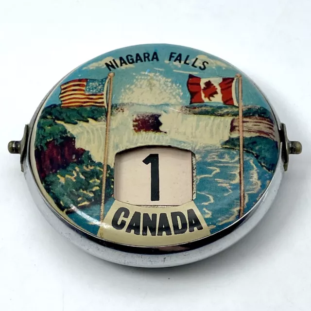 Vintage Metal Flip Desk Perpetual Calendar Niagara Falls Canada Working No Base