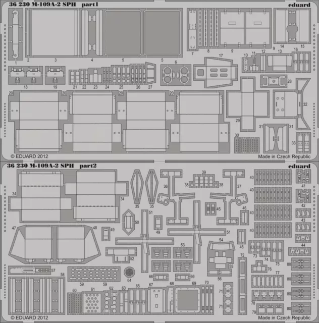 EDUARD 36230 1/35 PE FOTOGEÄTZTES DETAIL SET für KINETIC M109A2 SPH #61006