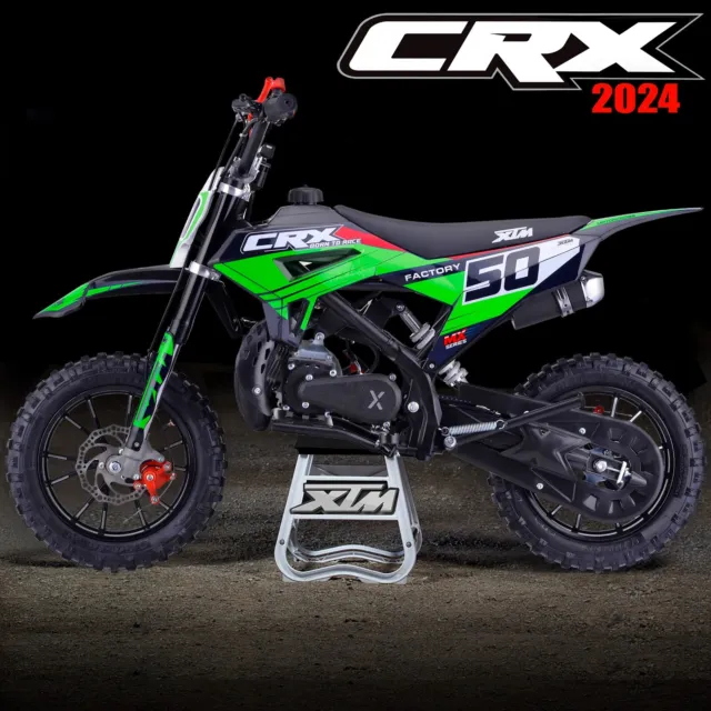 XTM CRX 2024 Kids 49cc 50cc Automatic Petrol 2-Stroke Mini Dirt Bike Black Green