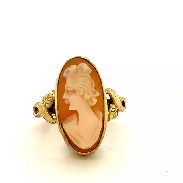 Vintage 10K Gold Filled Clark & Coombs Victorian Art Deco Female Cameo Ring sz 4