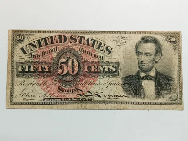 50 CENT FOURTH ISSUE FRACTIONAL CURRENCY - Ungraded  - ABRAHAM LINCOLN (C20)