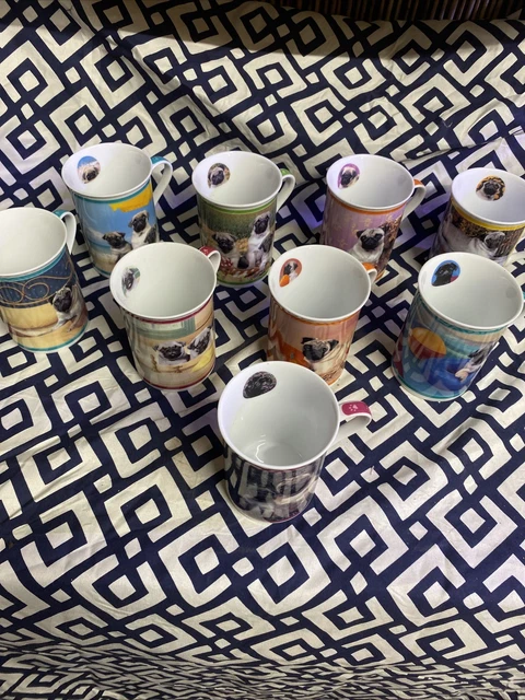 Lot Danbury Mint Chinese Pug Coffee Cup Set