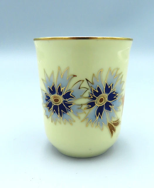 Zsolnay Porcelain Vase Hand Painted Cornflower Blue Pot Egg Cup Small Jar