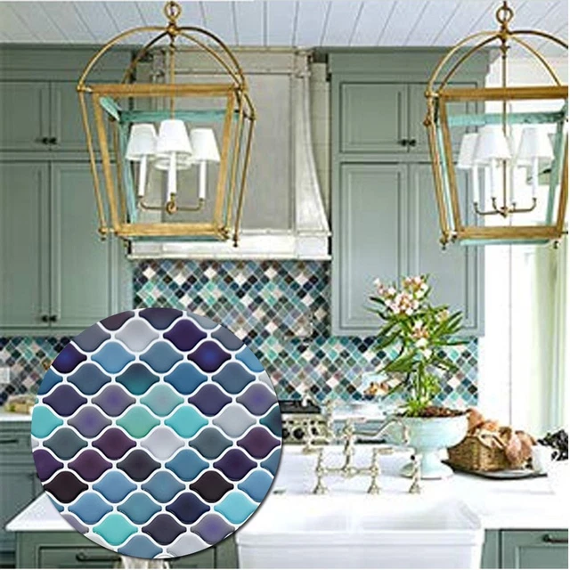 Calcomanía pegatina de pared de azulejos autoadhesiva cocina baño multicolor decoración de interiores para el hogar
