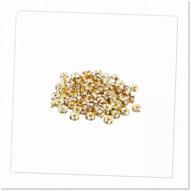 Sparkling 10MM Gold Plated AB Crystal Rhinestone Beads - 200 PCS for DIY Jewelry