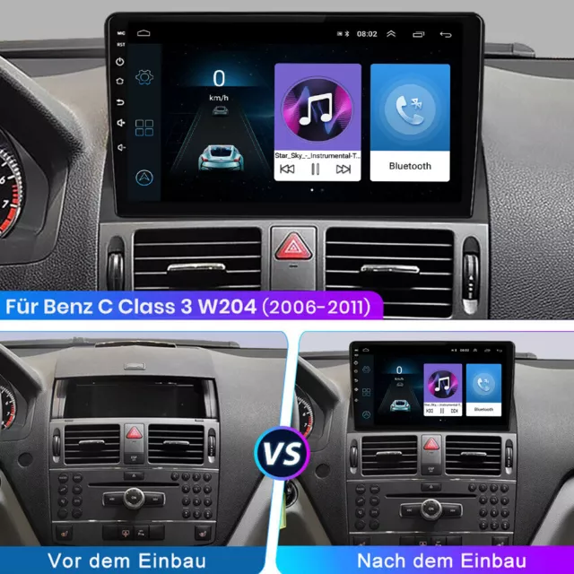 Radio de coche para Mercedes Benz Clase C W204 S204 9" Android 13.0 GPS NAVEGACIÓN WIFI BT 3