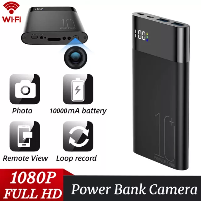 4K Portable Spy Hidden Camera Power Bank 10000mAh WiFi IR Night Vision Cam 1080P
