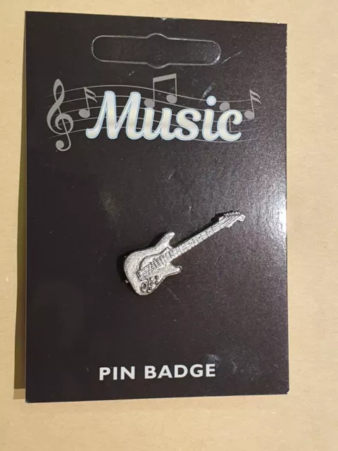 Electric Guitar Handcrafted in Solid Pewter In UK Lapel Pin Badge Rock Band Bn