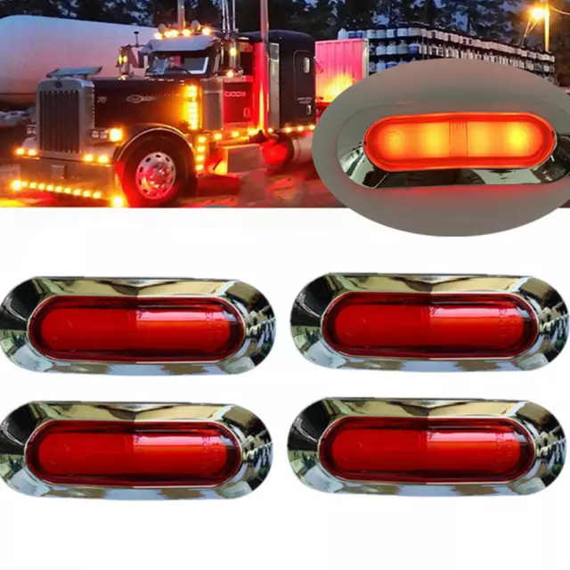 4X4LED Red Car Side Marker Light Warning Truck Trailer Tail Waterproof Lamp 12V