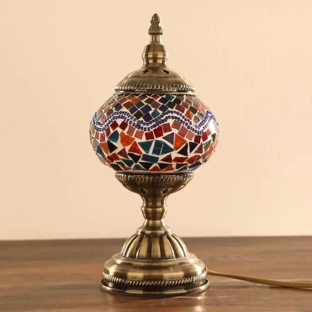 Lampada turca Lampada da tavolo fatta a mano in mosaico di vetro con luce a... 2