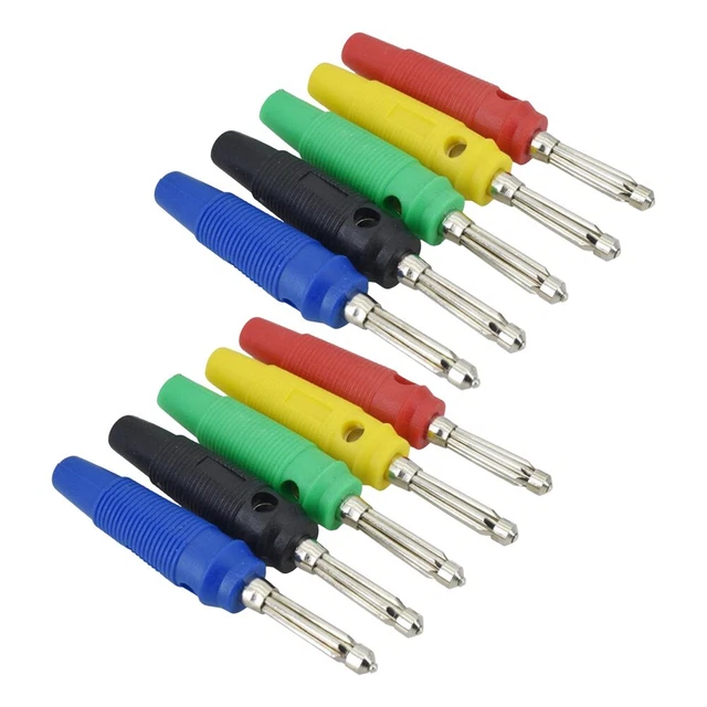Prises Banane 4mm - Lot De 10 (5 Rouge + 5 Noir) - Courant Max 32A - Pour Tests électroniques - Connexion Rapide Sans Soudure - 4