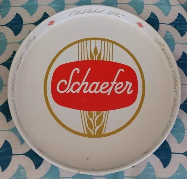 Vintage BAR 12" SCHAEFER AMERICA'S OLDEST LAGER  BEER Metal Serving Tray