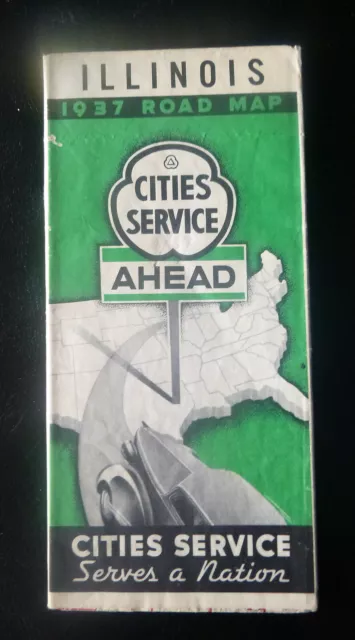 1937 Illinois road map Cities Service gas route 66