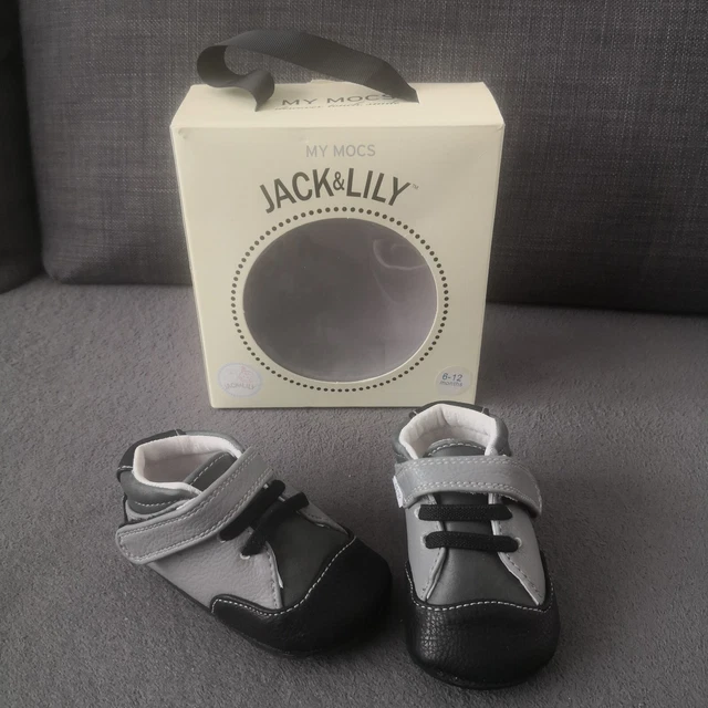 Jack and Lily Baby Shoes Leather My Mocs 6-12 Months - Black Grey