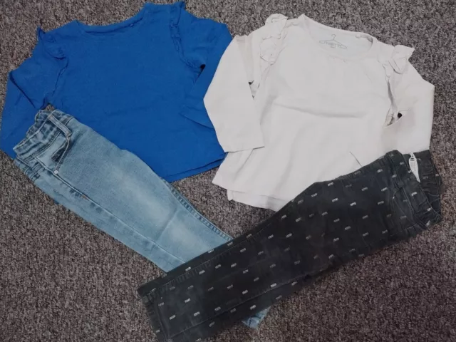 Girls Outfits Bundle Next Tops, Denim Co Jeans And H&M Trousers 2-3 Years