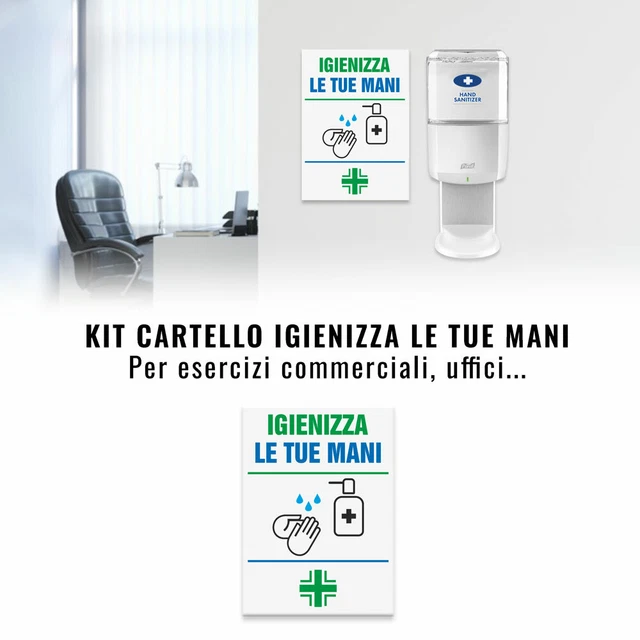 VSafety Cartello 'Lava Le Tue Mani' In Plastica Rigida 300x100 Mm: Per Area Produzione Alimentare, Norma EN ISO 7010
