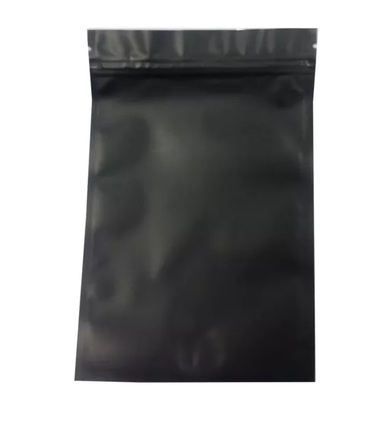 100 Flat Black Plastic Poly Zip Lock Bags Pouches 7x10cm (2.7x3.9") Matt