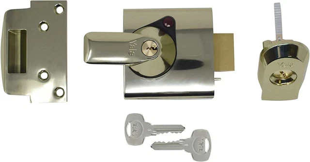 Yale Locking Nightlatch 40 mm Backset Brass Finish Brass Cylinder 2 Keys