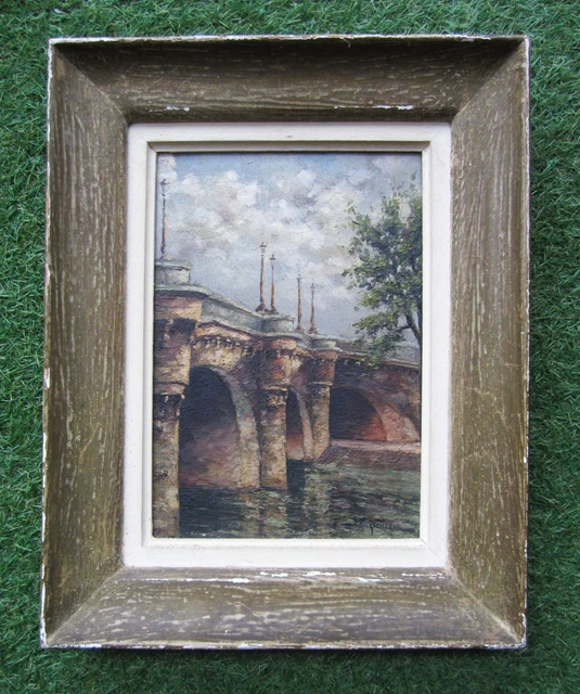 Tableau huile sur toile paysage campagne cadre dore signé Mollin bon etat - Décoration Tableau huile sur toile paysage campagne cadre dore signé Mollin bon etat - Décoration