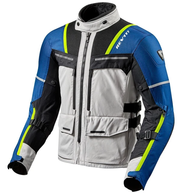 Jacke Motorrad Rev'It Revit Offtrack Silber Blau 3 Schichten 3LAYER H2O Gr M