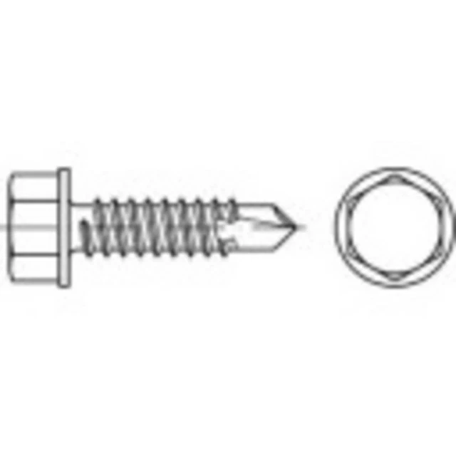TOOLCRAFT 141343 Vis autoforeuses 4.2 mm 13 mm 6 pans extérieurs DIN 7504 acier