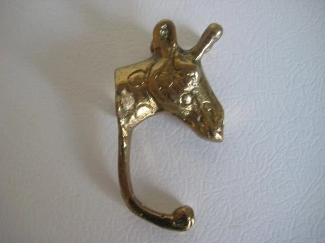 Brass Giraffe Head Hook 3.5 in