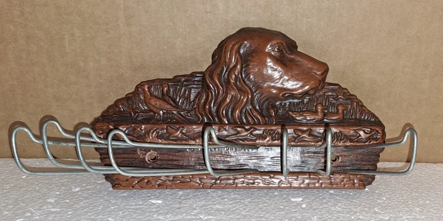 Vintage TIE/SCARF Wall HANGER Hunting Dog Ducks Pheasants Art Wood like Burwood