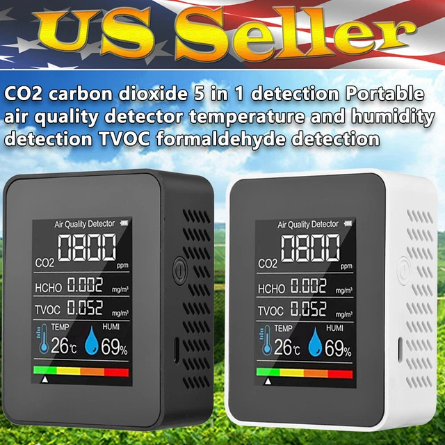5 IN1 INDOOR Air Quality Monitor CO2 HCHO TVOC AQI Meter Detector