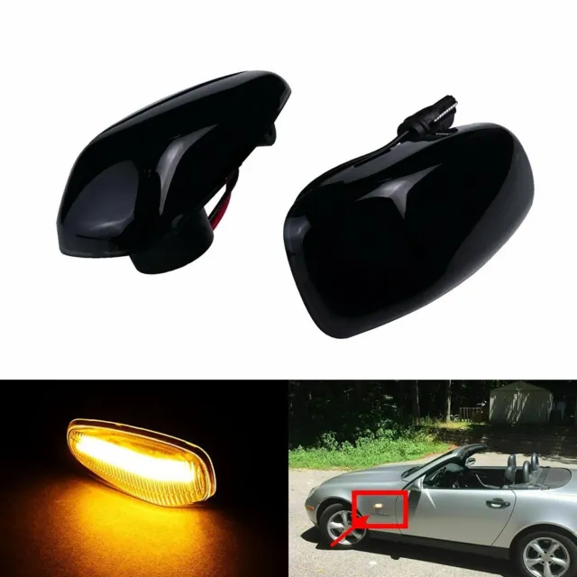 2x Smoke Lens Amber LED Side Marker Lights For Mercedes W163 W638 W210 W414 W670