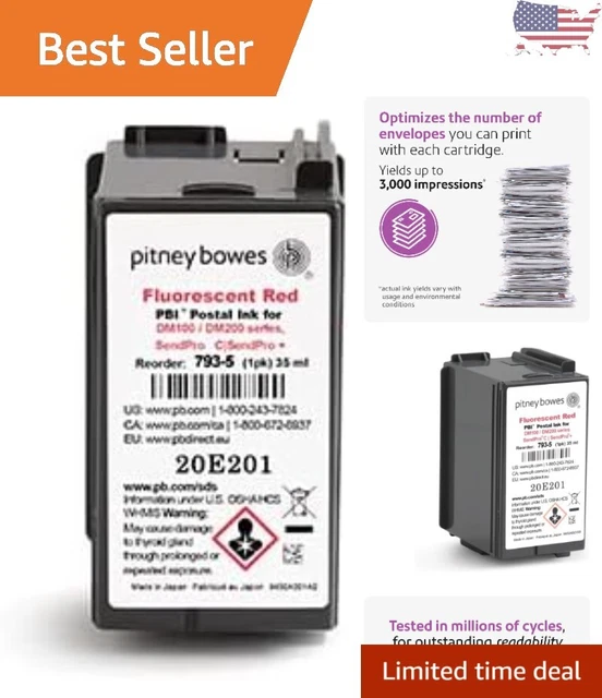 Genuine Premium Fluorescent Red Ink Cartridge - 793-5 - 35 ml - USPS Approved