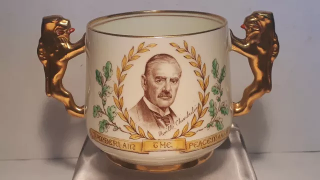 1938 Paragon China WW2 Commemorative Mug. Munich Peace Agreement. N. Chamberlain