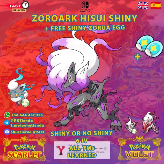 ✨ZORUA + ALPHA ZOROARK HISUI SHINY SET - Pokemon Legends Arceus Leyendas STATS