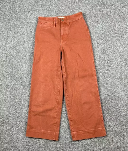Madewell Pants Womens 25 Orange Emmett Wide Leg Crop High Rise Cotton 27x24.5