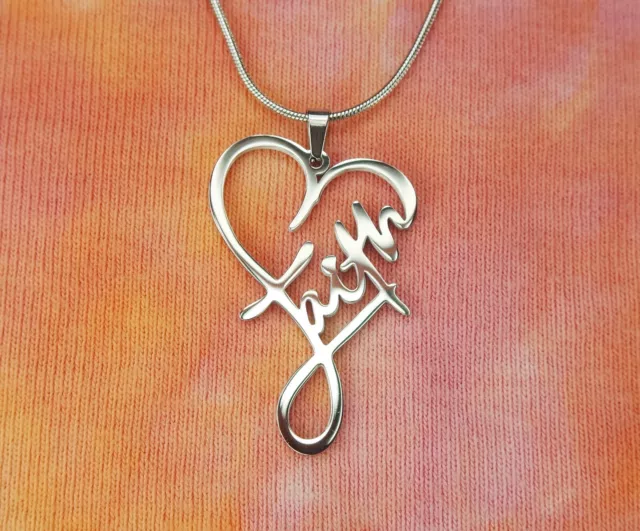 Heart of Faith Necklace or Earrings, Waterproof Stainless Charm, Have Faith Gift