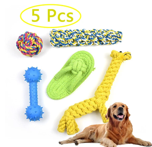 5 Stk Set Hunde Spielzeug aus Seil Kauspielzeug Pet Dog Toy Hund Welpen Kauen DE