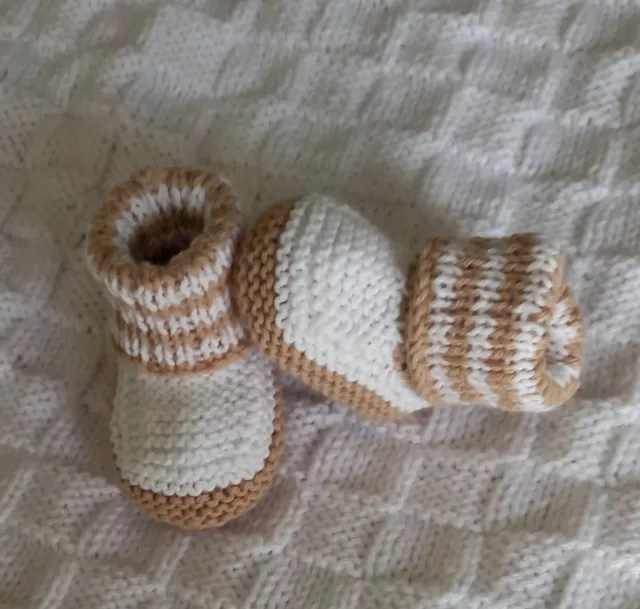 Hand Knitted Booties Baby/reborn 0-3 Months New