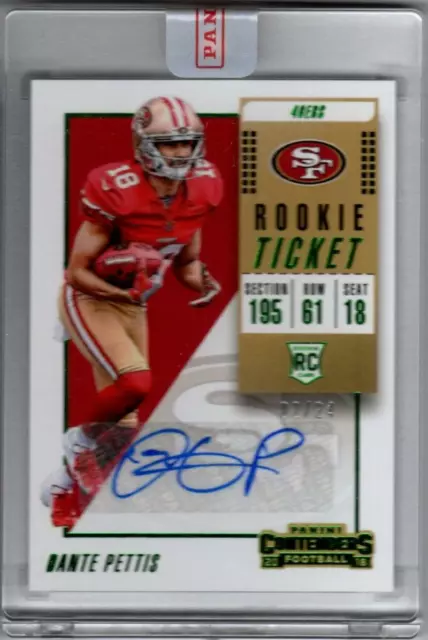 2018 Panini Playoff Contenders Preview Variation Dante Pettis RC AUTO 2/24 49ers