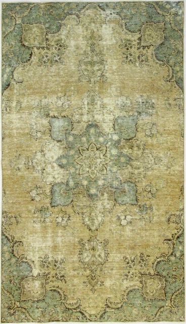 Alfombra Persa Hecha a Mano Vintage Arte Amarillo Color 248CM X 142CM N º 2315