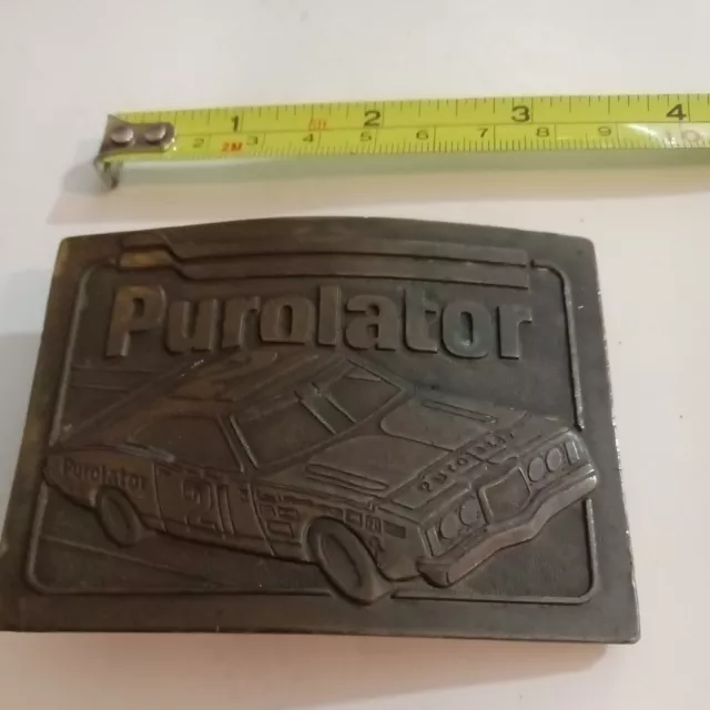 Vintage 1975 Purolator Belt Buckle By Lewis Buckles Chicago