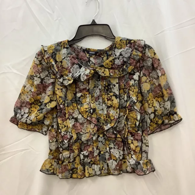 Buffalo David Bitton Womens Blouse Zola Top Multicolor Moody Floral Big Size L 2