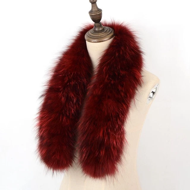 Bufandas Mujer Invierno Cálido Anillo Piel Zorro Natural Pañuelo Punto Bandana