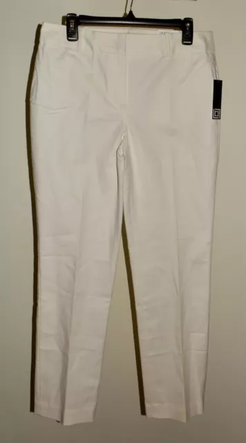 New Womens Liz Claiborne Sz 10 Audra Dress Pants White Straight Leg Stretch