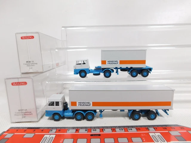 1/87 Wiking Hanomag Henschel blau/rot Koffer-HZ Hannover aus Set