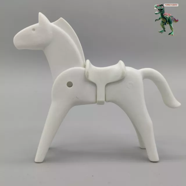 Playmobil caballo clasico blanco - silla de montar blanca - serie color antigua